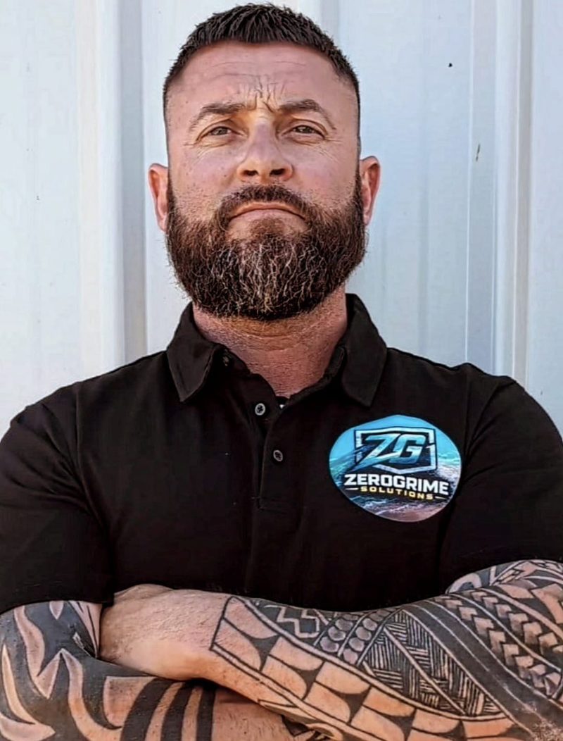 Aaron, founder of ZeroGrime Solutions, on site in Bunbury